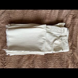 Zara Size 4 Jeans Off White, Straight Leg, Raw Hem